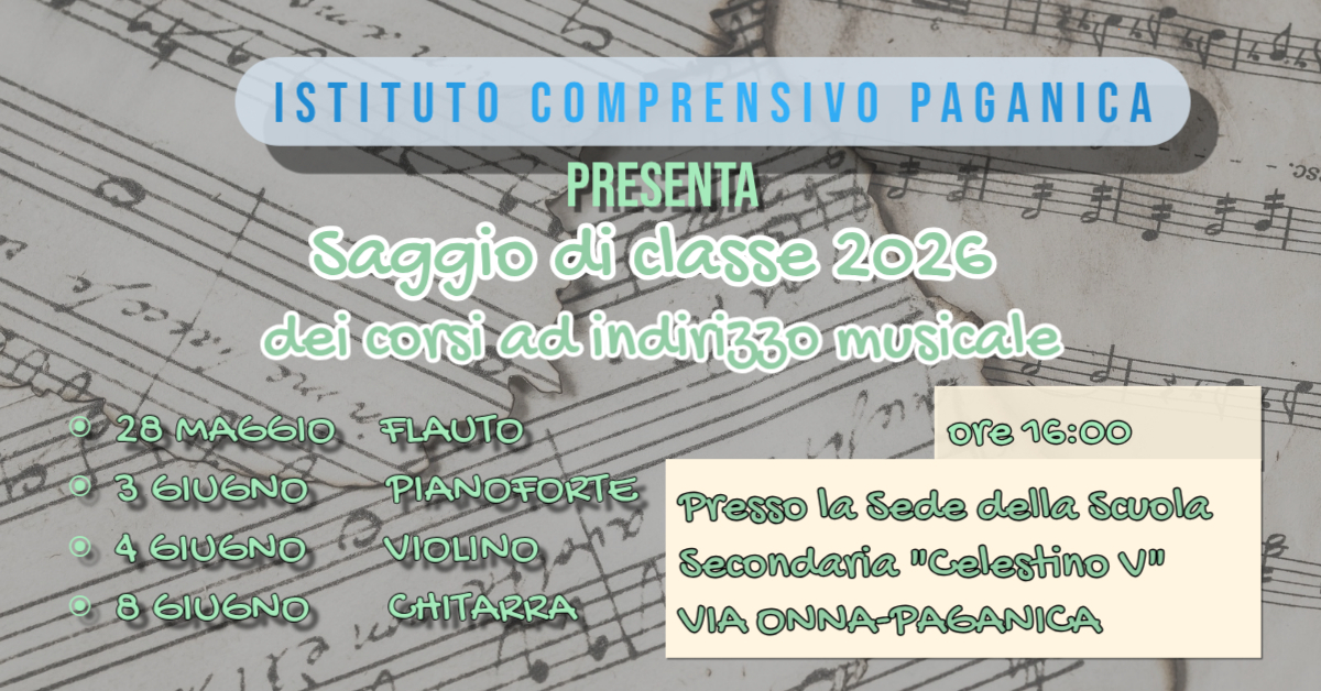 Saggi di Classe 2026 Dei Corsi ad Indirizzo Musicale